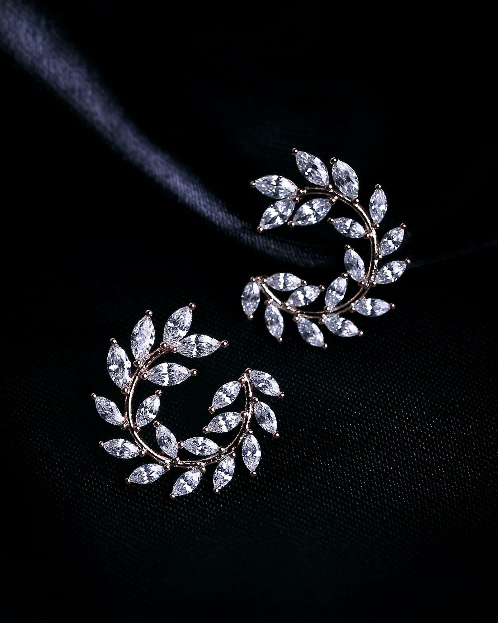 Crystal leaf earrings
